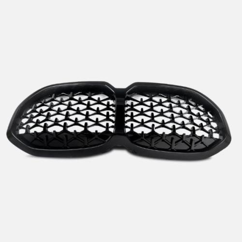 GLOSS BLACK DIAMOND STYLE FRONT KIDNEY GRILLE GRILL FOR BMW 1 SERIES F40 2020+