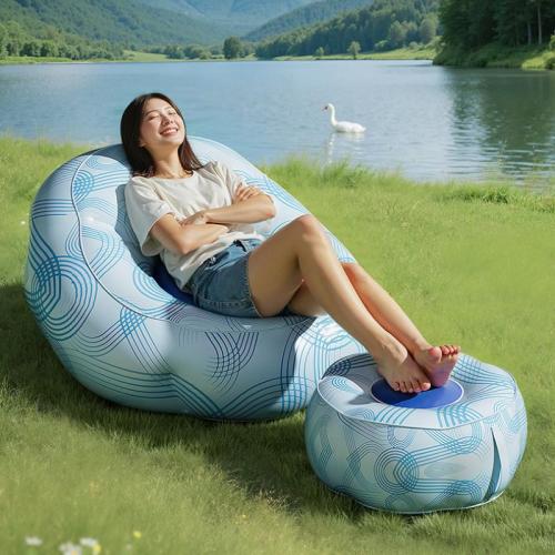 PVC Outdoor Inflatable Sofa portable PVC printed blue PC