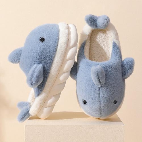 Plush & PVC Fluffy slippers blue Pair