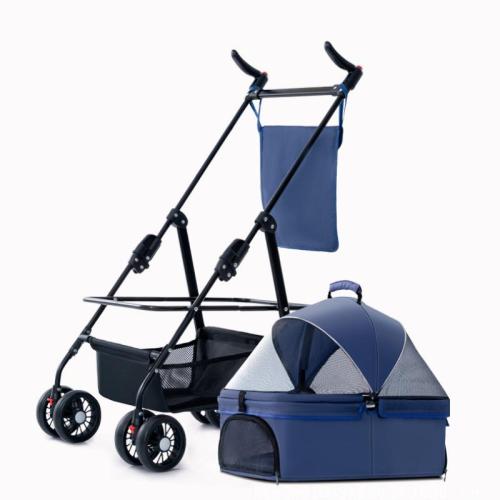 Carbon Steel & Oxford & Gauze foldable Pet stroller hardwearing Solid PC