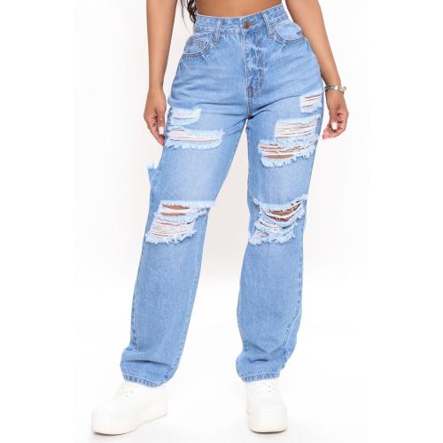 Polyester Slim Women Jeans blue PC