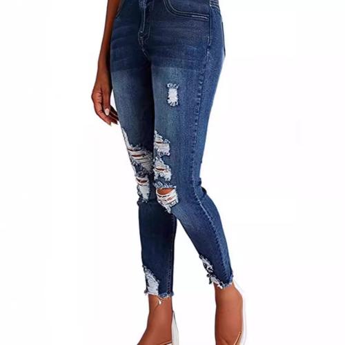 綿 女性ジーンズ 青 一つ