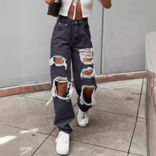 Cotton Wide Leg Trousers & Ripped Women Jeans Cotton PC