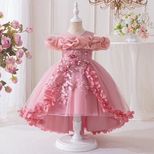 Gauze & Polyester Ball Gown Children Princess Costume with bowknot pink PC