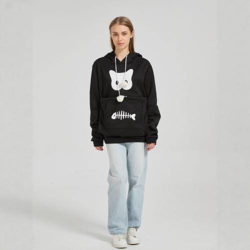 Spandex & Polyester Women Sweatshirts fleece & with pocket printed Cats PC