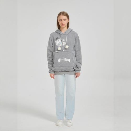 Spandex & Polyester Women Sweatshirts fleece & with pocket printed Cats PC