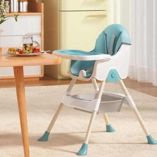 Polypropylene-PP & Iron & PU Leather foldable Child Multifunction Dining Chair detachable & adjustable blue PC