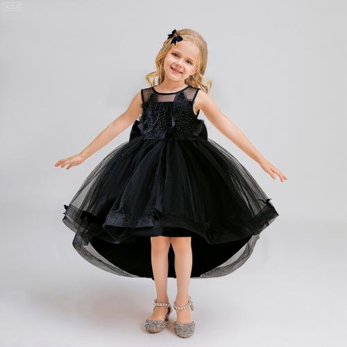 Polyester Princess Girl One-piece Dress black PC
