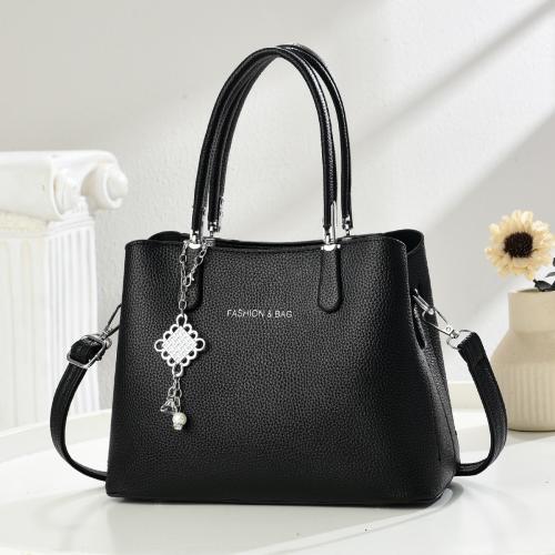 PU Leather Tote Bag Handbag with hanging ornament & attached with hanging strap PC
