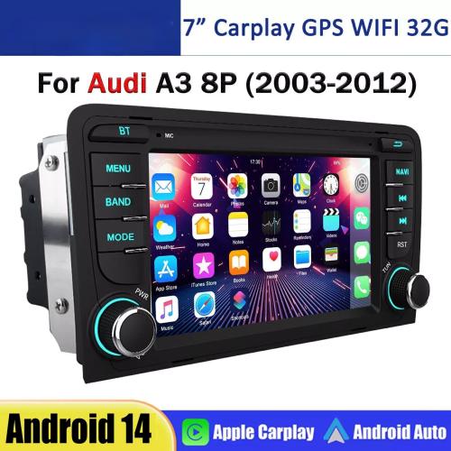 For Audi A3 2003-2012 Android 14 7inch Car Radio Stereo Apple Carplay GPS Head Unit