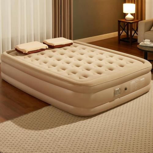 Flocking Fabric & Engineering Plastics & PVC Inflatable Bed Mattress portable Solid khaki PC