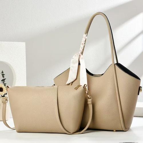 PU Leather with silk scarf Bag Suit two piece Set