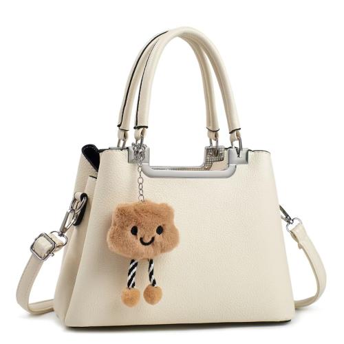PU Leather Tote Bag Handbag with hanging ornament & attached with hanging strap PU Leather PC