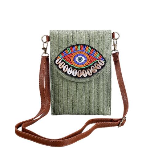 Straw Vintage Cell Phone Bag attached with hanging strap PC