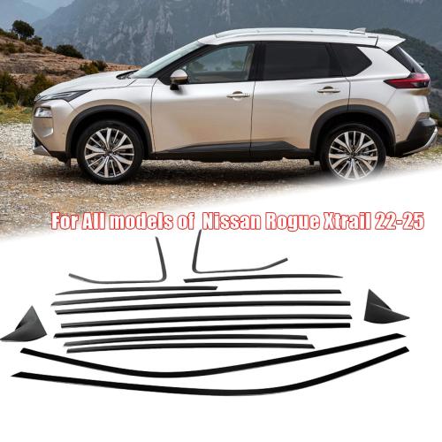 14X For 2022- 25 Nissan Xtrail Rogue Black Window Strip Trim Moulding Cover Trim