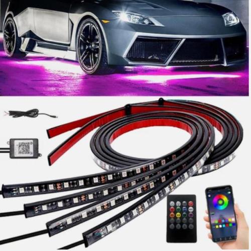 4x RGB LED Under Car Tube Strip Underglow body Neon Light Kit APP Remote Control