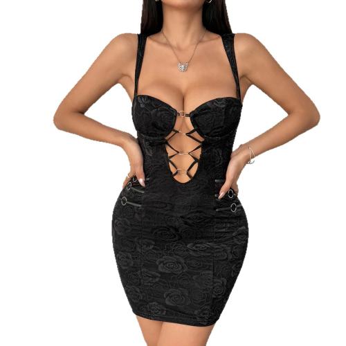Polyester Slim Sexy Sheath Dress backless & hollow PC