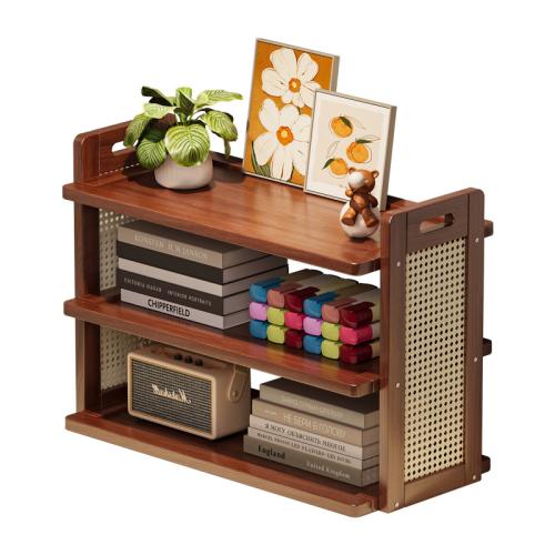 MDF Board & Moso Bamboo & Rattan Multilayer & Multifunction Storage Rack for storage Dark Brown PC