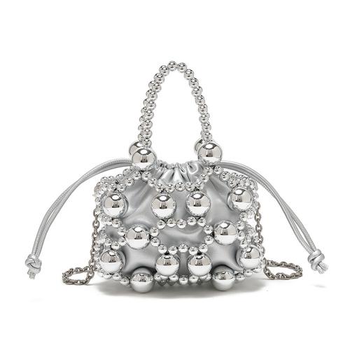 Acrylic & PU Leather Bucket Bag Shoulder Bag attached with hanging strap PC