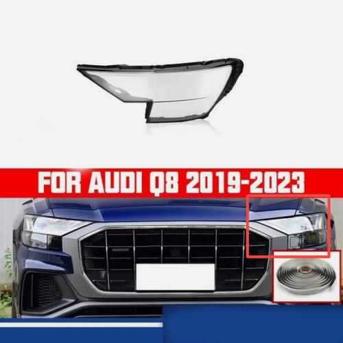 Car Front Headlight Lens Cover Shell+Glue For Audi Q8 SQ8 2019-2023 Left