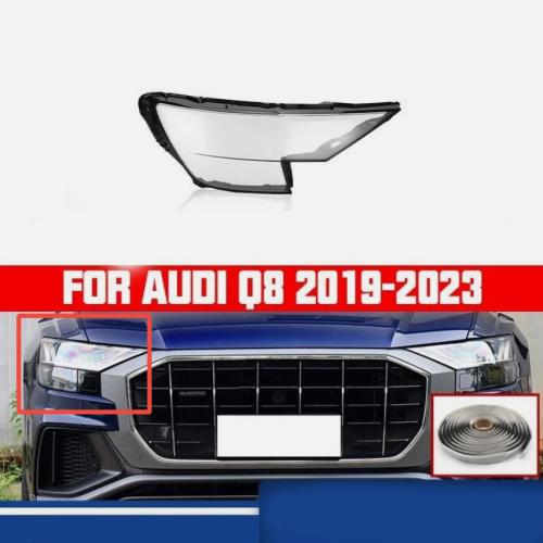 Car Front Headlight Lens Cover Shell+Glue For Audi Q8 SQ8 2019-2023 Right