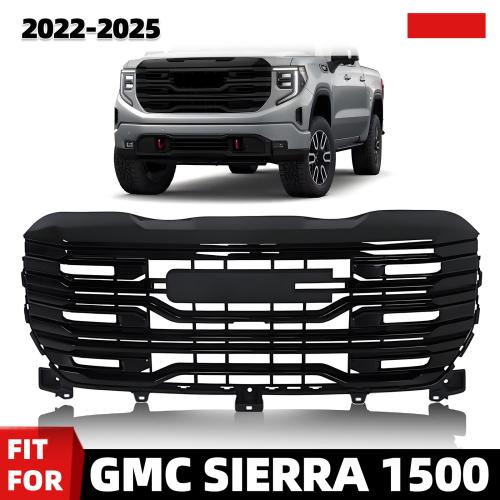 Front Bumper Grille Assembly For 2022-2025 GMC Sierra 1500 AT4 Gloss Black