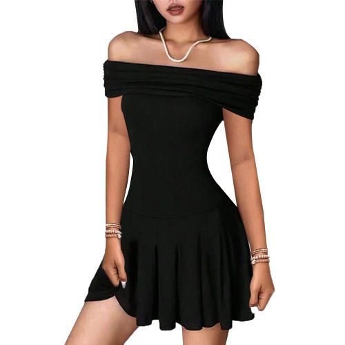 Spandex & Polyester Slim One-piece Dress & tube patchwork Solid black PC