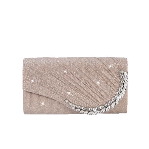 Polyester Clutch Bag with chain & durable Solid champagne PC
