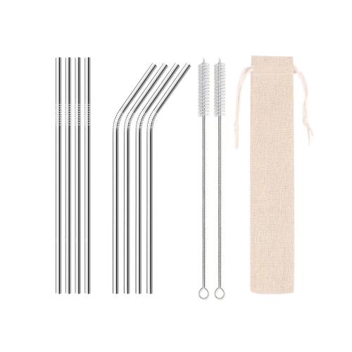 Food Grade 304 Stainless Steel Straw with Canvas Bag suit Reusable
