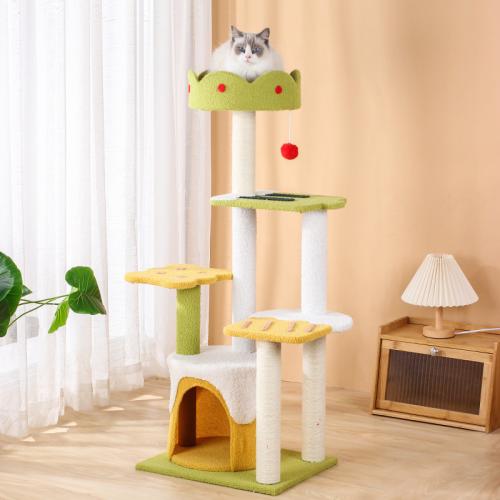 Chanvre de Sisal & Bois & Flannelette Cadre d’escalade de chat pièce