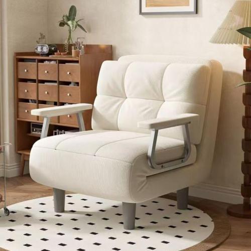 Waxed Leather & Metal & Sponge & Corduroy Soft Sofa Bed & adjustable Solid PC