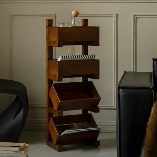 Solid Wood Multilayer Shelf with caster Solid PC