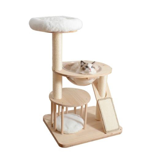 Chanvre de Sisal & Peluche & Bois massif Cadre d’escalade de chat pièce