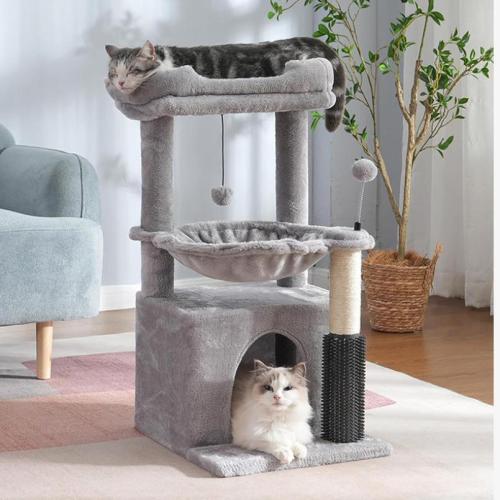 Chanvre de Sisal & Peluche & Fibre de bois Cadre d’escalade de chat gris clair pièce