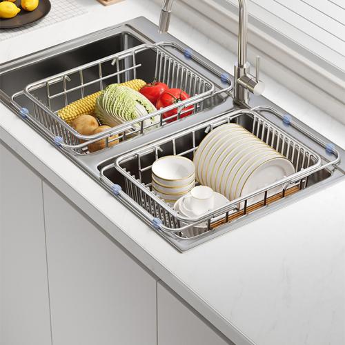 Stainless Steel foldable Drain Basket stretchable PC