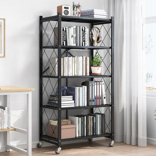 Metal Multilayer & foldable Bookshelf with caster PC