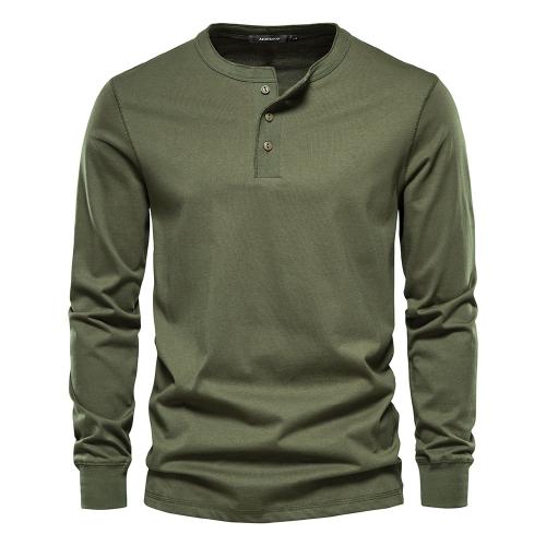Cotton Men Long Sleeve T-shirt plain dyed Solid PC