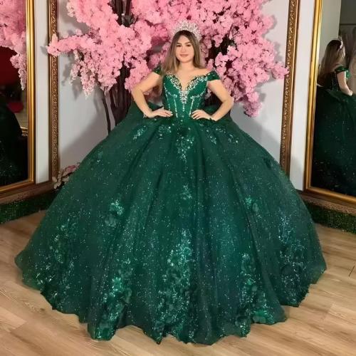 Polyester Long Evening Dress green PC