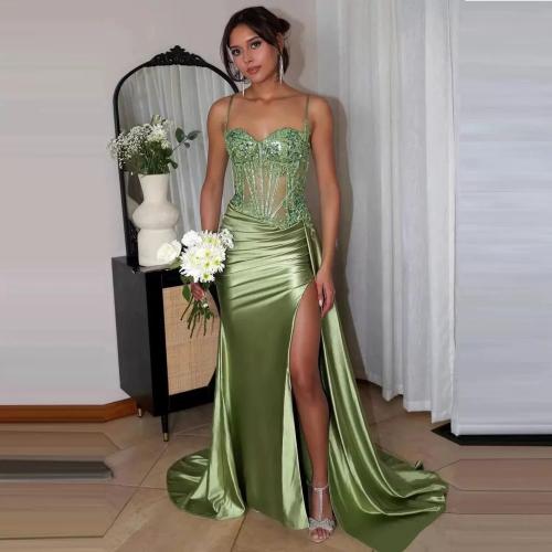 Polyester Long Evening Dress side slit PC