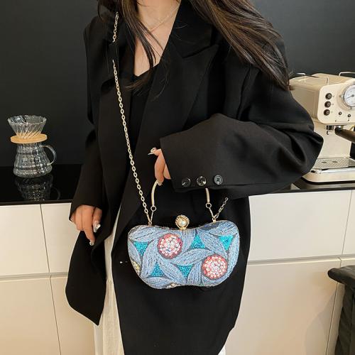 Sequin & Polyester Evening Party Clutch Bag with chain PC