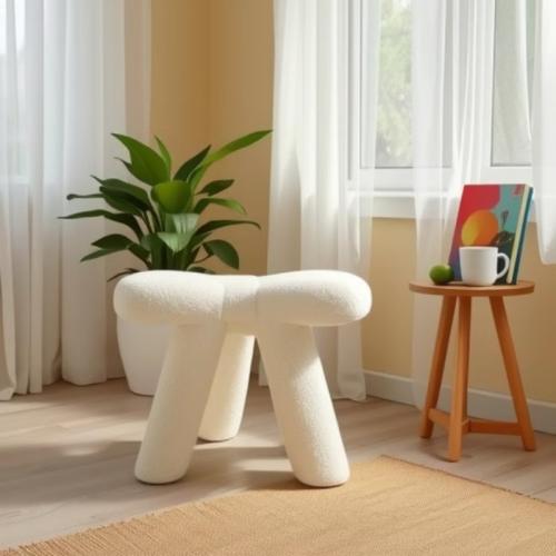 Sponge & Solid Wood & Berber Fleece Stool PC
