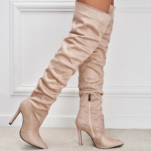 Rubber & Suede Knee High Boots pointed toe Pair