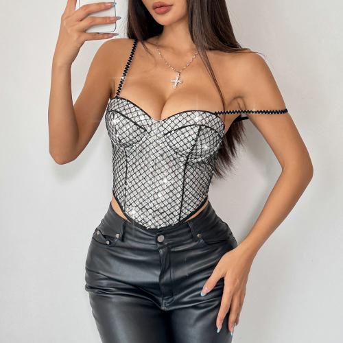Polyester Sexy Corset backless & skinny style silver PC