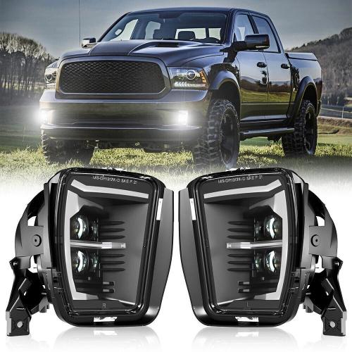 Black Bumper DRL LED Fog Lights For Dodge Ram 1500 2013 2014 2015 2016 2017