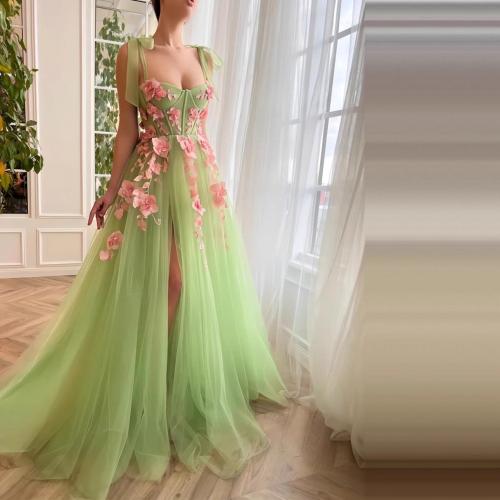 Polyester High Waist Bridesmaid Dress & tube green PC