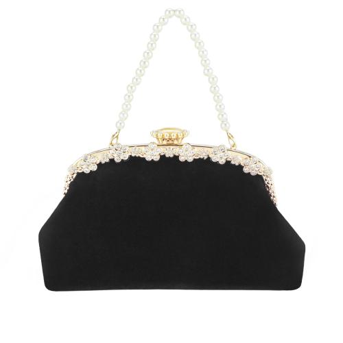 Plastic Pearl & Velour Box Bag Clutch Bag with chain PC