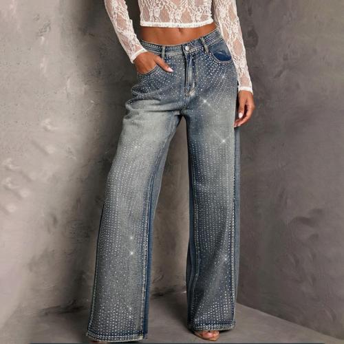 Spandex & Polyester & Cotton Straight & High Waist Women Long Trousers slimming sky blue PC