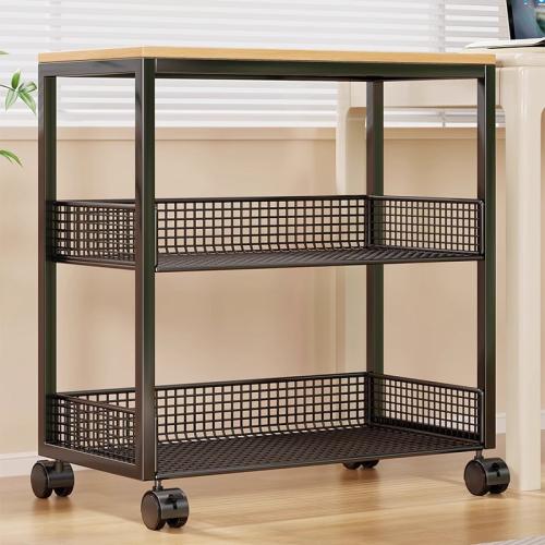 Wood & Iron Multilayer Shelf with caster PC