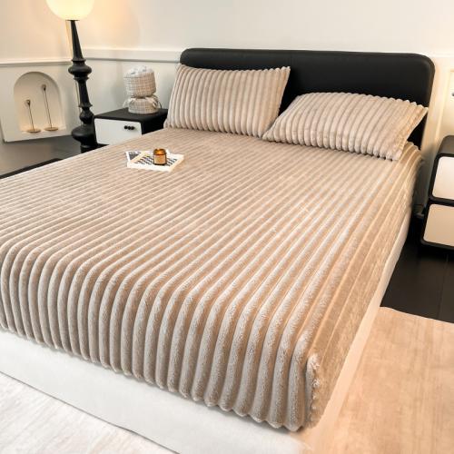 Plush Bed Fitted Sheet thicken Solid PC