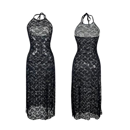 Lace Sexy Skirt see through look & side slit & backless black PC